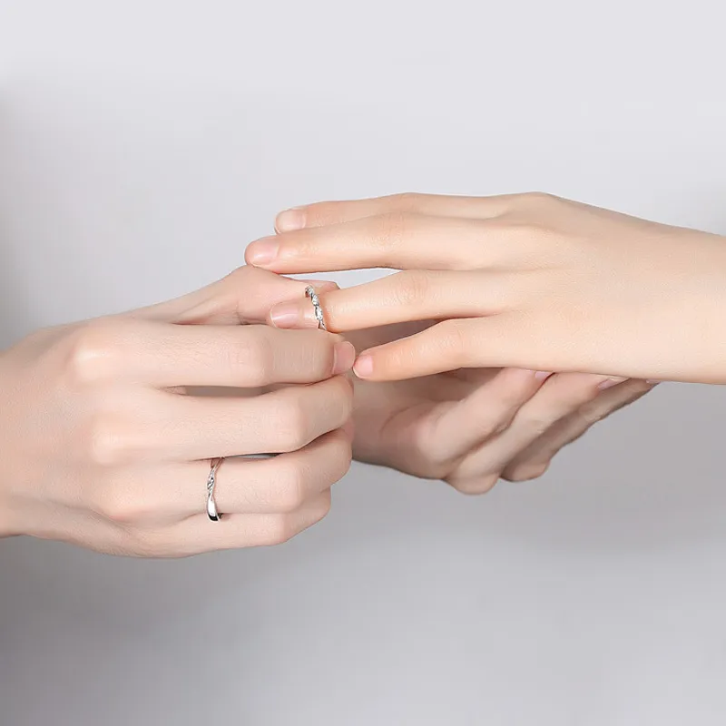 FOREVER MELODY Zircon Rings Unisex Silver-3