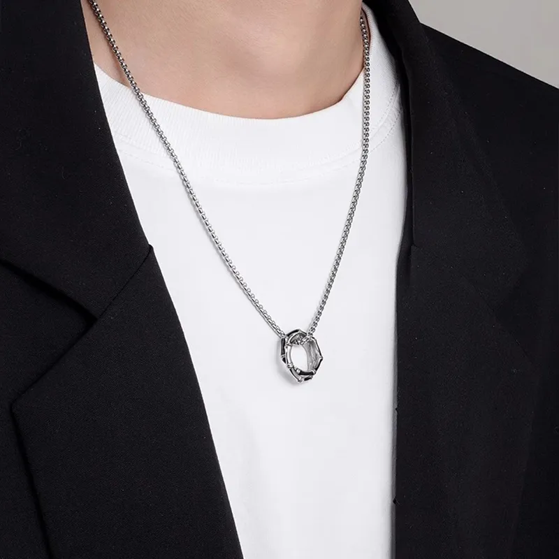 FOREVER MELODY Titanium Steel Necklaces Men's-5