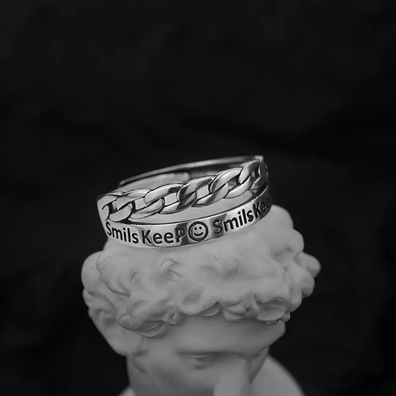 FOREVER MELODY 925 Sterling Silver Rings Men's Silver-4