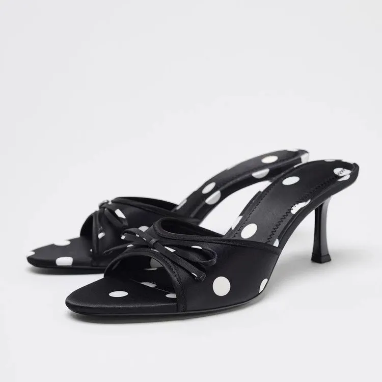 AFJI Abrasion Resistant Slide Slippers Women's Polka Dot Black-1