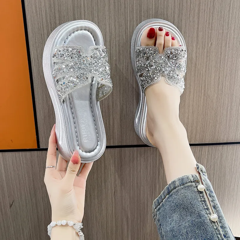 AFJI Slide Slippers Women's Beige/Silver-6