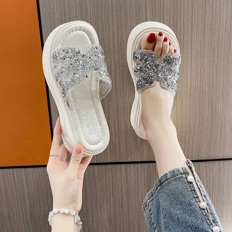 AFJI Slide Slippers Women's Beige/Silver-1