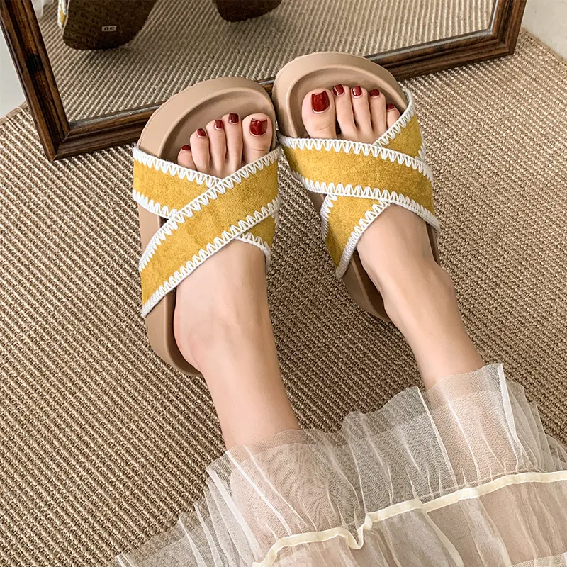 AFJI Rubber Sole Slip Resistant Slide Slippers Women's-5