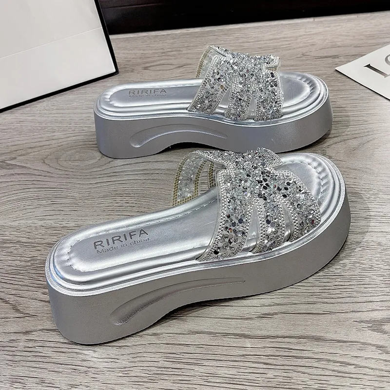 AFJI Slide Slippers Women's Beige/Silver-8