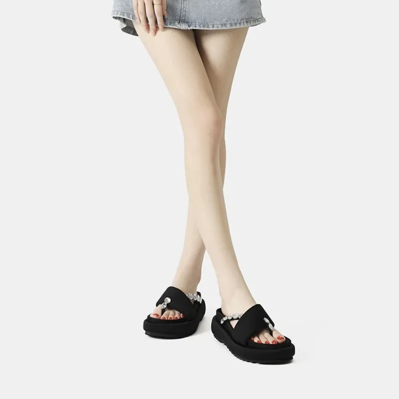 AFJI Rubber Sole Abrasion Resistant Flip Flops Women's Black-2