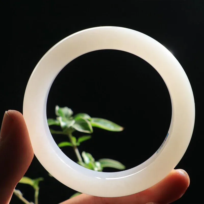 Silver Trim Hetian Jade Bangles White Jade Unisex-6
