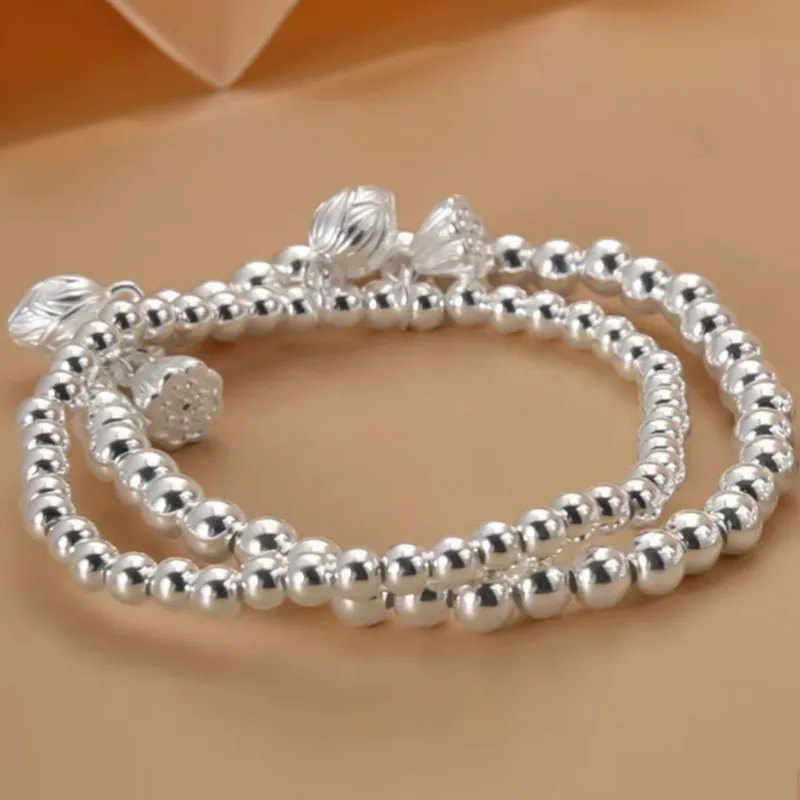 Silver Trim 999 Fine Silver Bracelets Women's-4