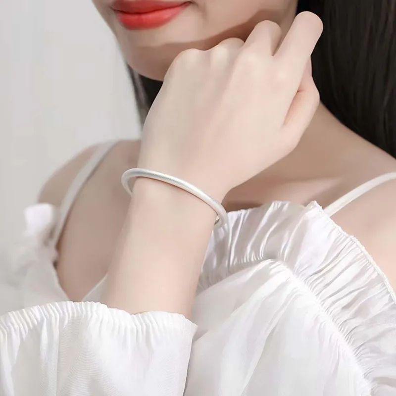 Silver Trim 999 Fine Silver Bangles Unisex-4