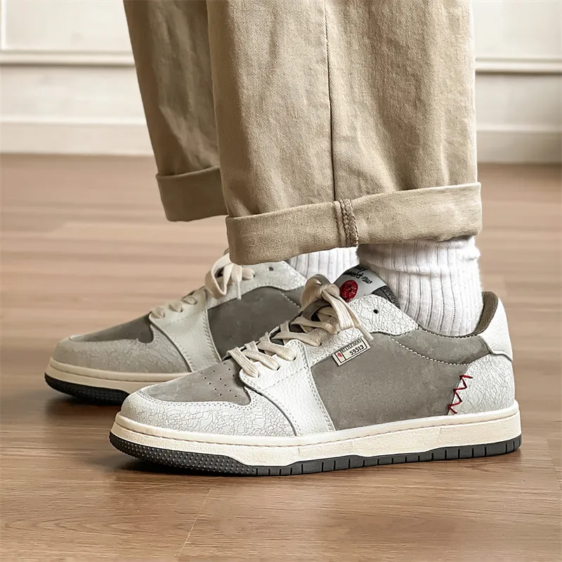 Journey Of Inspiration Abrasion Resistant Breathable Low Top Skateboard Shoes Men's Gray-3