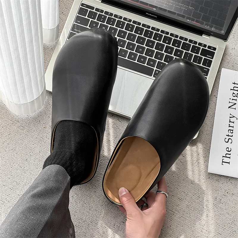 Journey Of Inspiration Rubber Sole Abrasion Resistant Slip Resistant Wrap toe Slippers Men's Black-1