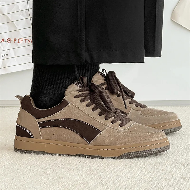 Journey Of Inspiration Anti-Slip Wear-Resistant Low-Top Skateboard Shoes Men's Khaki-4
