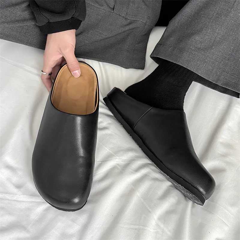 Journey Of Inspiration Rubber Sole Abrasion Resistant Slip Resistant Wrap toe Slippers Men's Black-3