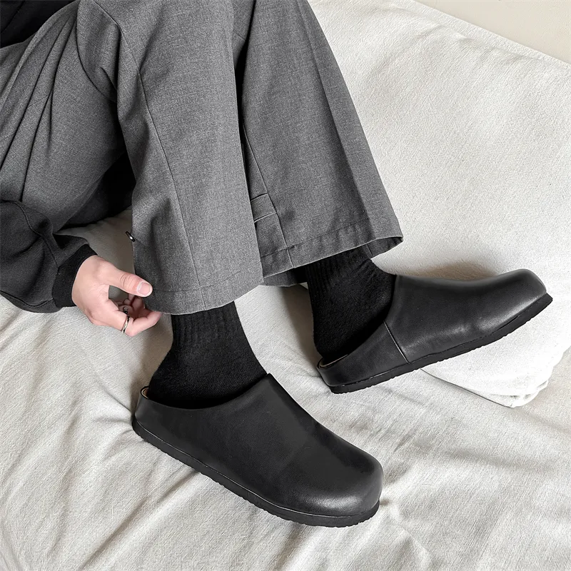 Journey Of Inspiration Rubber Sole Abrasion Resistant Slip Resistant Wrap toe Slippers Men's Black-4