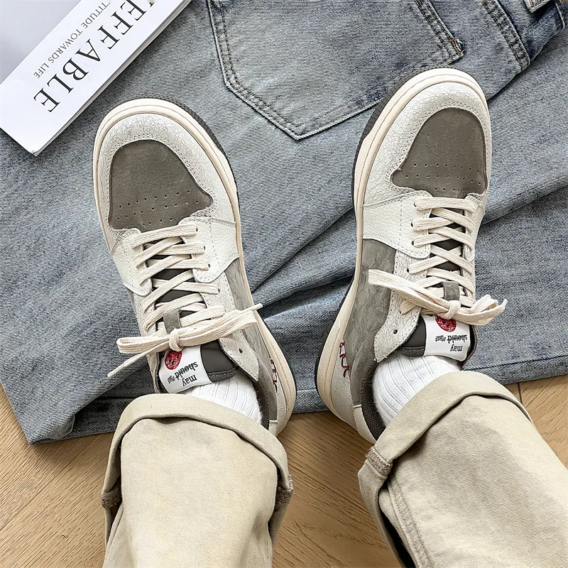 Journey Of Inspiration Abrasion Resistant Breathable Low Top Skateboard Shoes Men's Gray-5