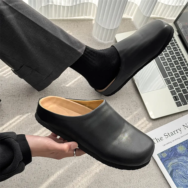 Journey Of Inspiration Rubber Sole Abrasion Resistant Slip Resistant Wrap toe Slippers Men's Black-2