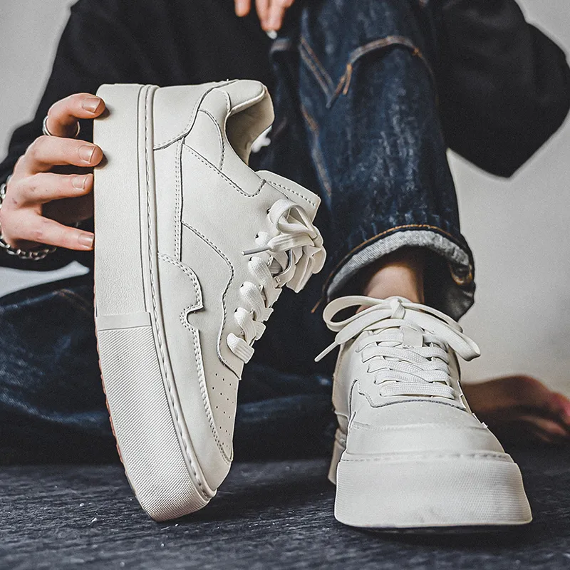 Journey Of Inspiration Small White Shoes Breathable Low Top Skateboard Shoes Men's White-3
