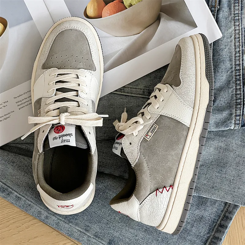 Journey Of Inspiration Abrasion Resistant Breathable Low Top Skateboard Shoes Men's Gray-1