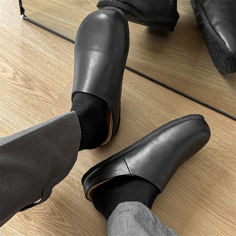 Journey Of Inspiration Rubber Sole Abrasion Resistant Slip Resistant Wrap toe Slippers Men's Black-5