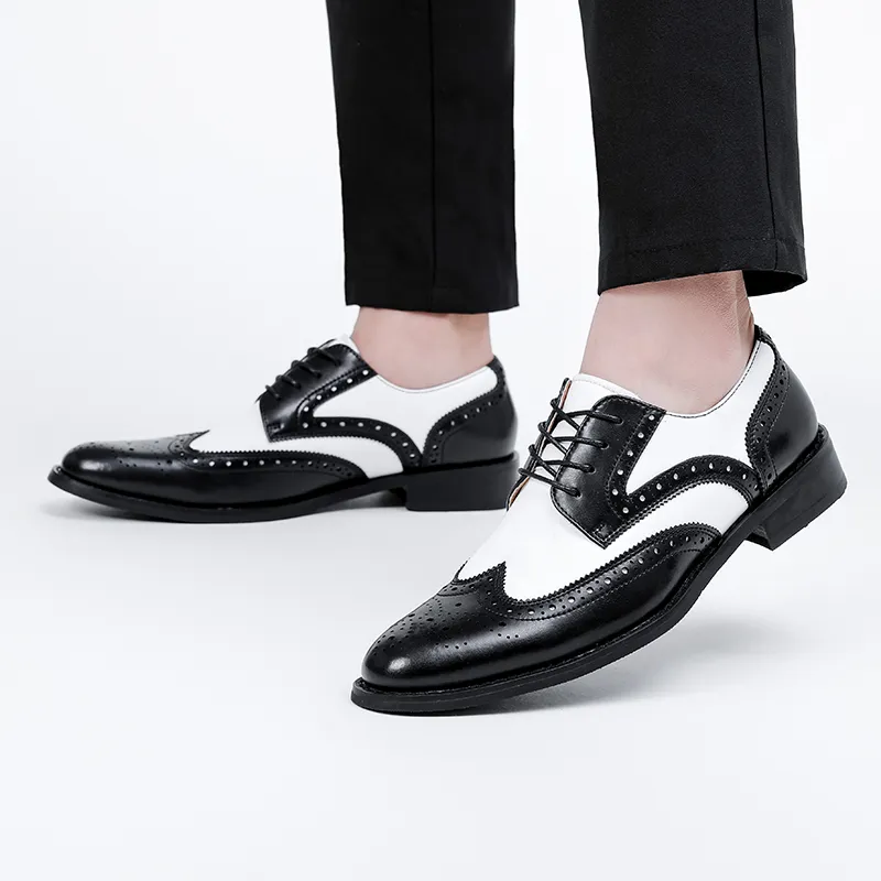 UHK Dress Shoes Men Low Top White/Brown/Multicolor-5