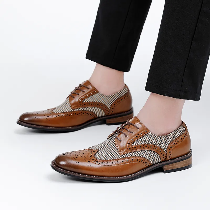 UHK Dress Shoes Men Low Top White/Brown/Multicolor-11