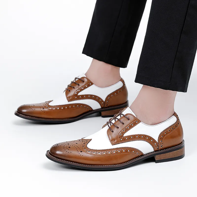 UHK Dress Shoes Men Low Top White/Brown/Multicolor-8