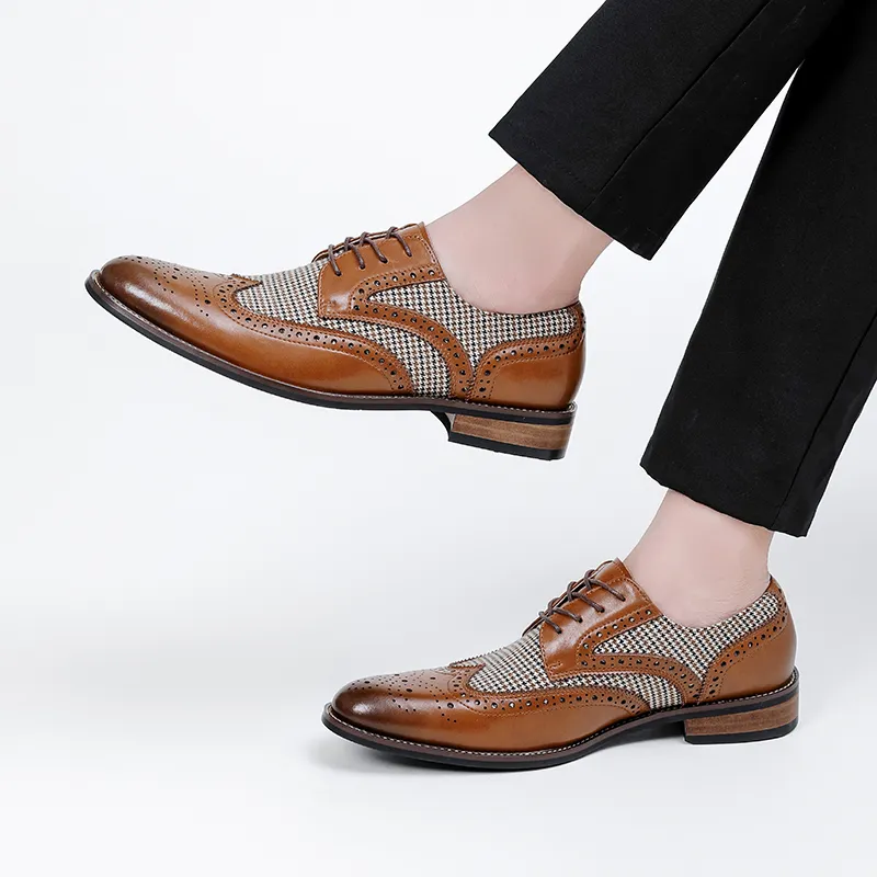 UHK Dress Shoes Men Low Top White/Brown/Multicolor-12