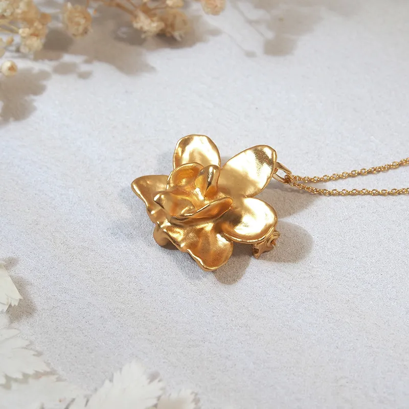 RISIS Dolly Butterfly Orchid, Natural Orchid, Gold Plated Necklaces Women's-1