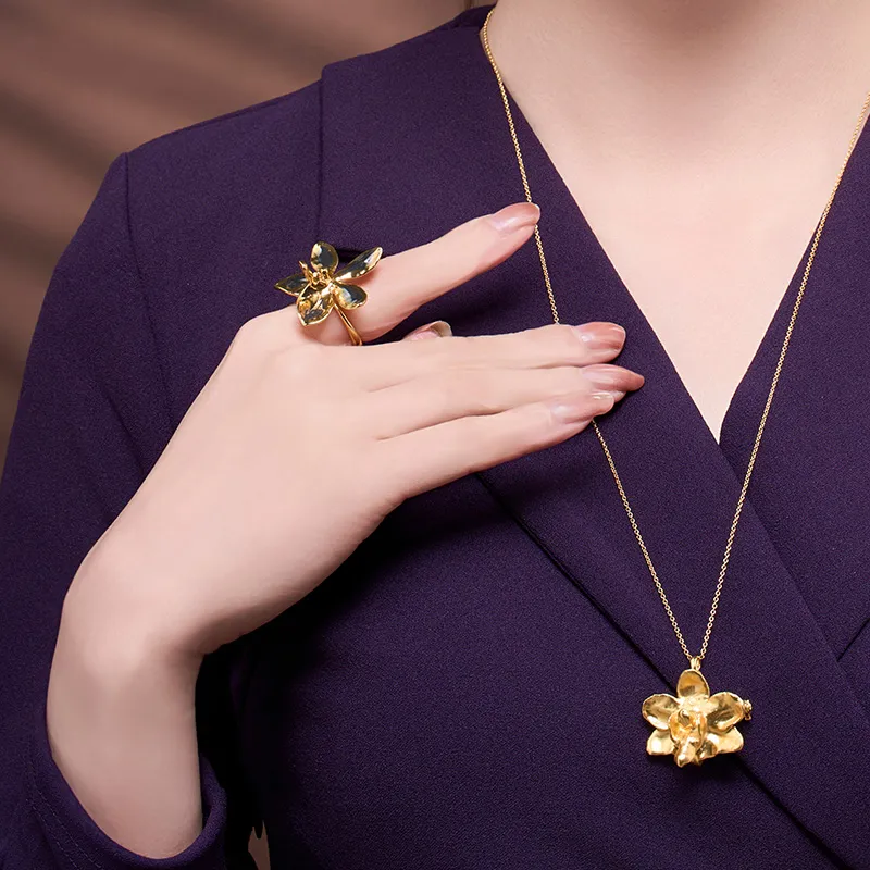 RISIS Dolly Butterfly Orchid, Natural Orchid, Gold Plated Necklaces Women's-2
