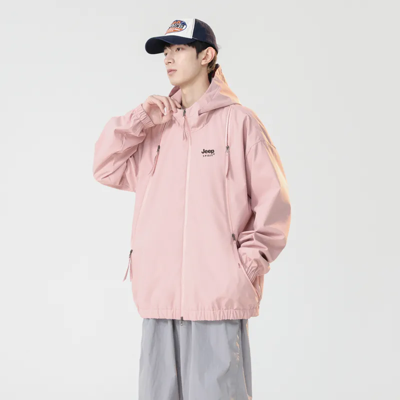 JEEP SPIRIT Outdoor Hiking Wind And Water Repellent Windbreaker Jacket Unisex-22