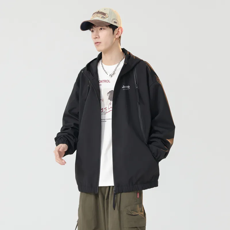 JEEP SPIRIT Outdoor Hiking Wind And Water Repellent Windbreaker Jacket Unisex-3