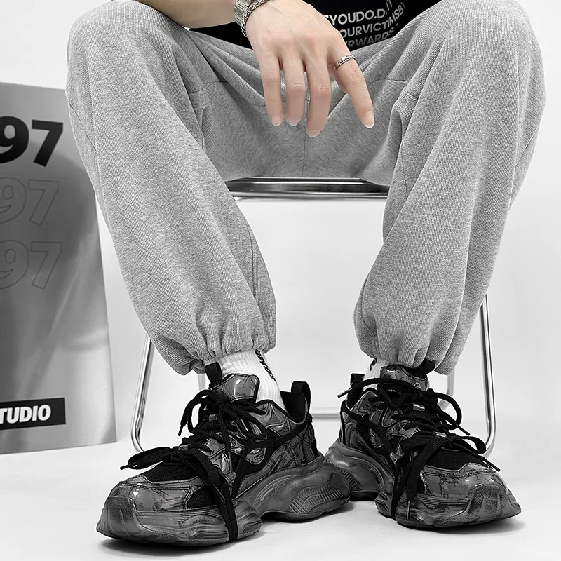 K 61 Abrasion Resistant, Breathable, Supportive, Lightweight Low Top Chunky Sneakers Unisex Black Gray-3