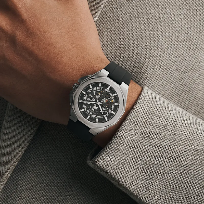 DANIEL GORMAN Daniel Golman Watch For Men Mechanical Movement Silicone Strap Watch Men's Watches Black Dial-5