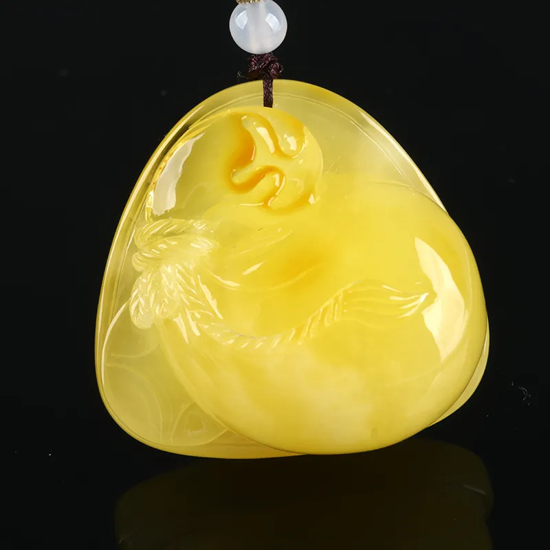 Oushuo Jewelry Amber Beeswax Fine Jade Necklaces Unisex-2