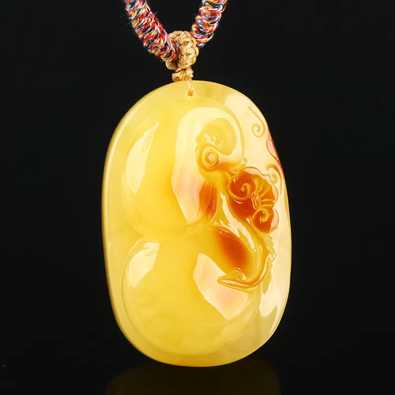 Oushuo Jewelry Amber Beeswax Necklaces Unisex-3