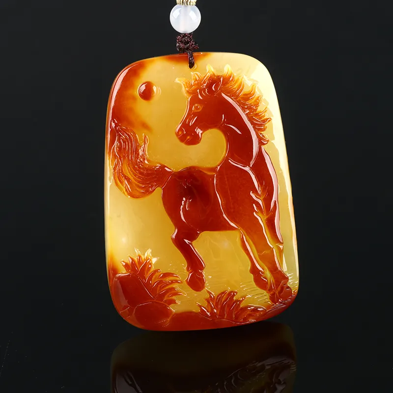 Oushuo Jewelry Amber Beeswax Necklaces Unisex-2