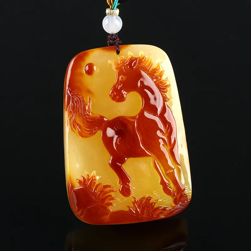 Oushuo Jewelry Amber Beeswax Necklaces Unisex-3