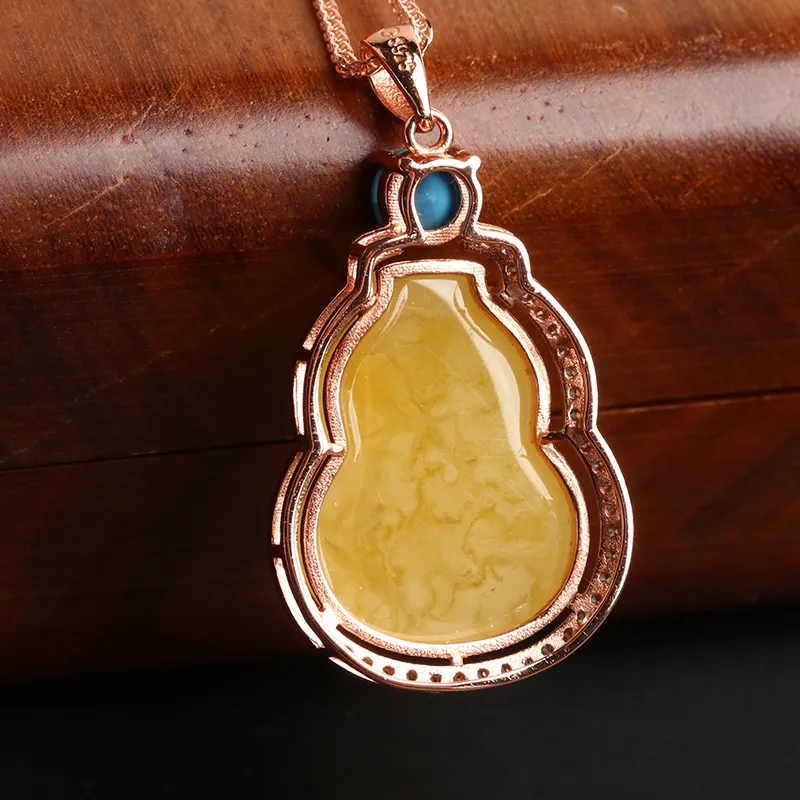 Oushuo Jewelry Amber Beeswax Necklaces Women's-4