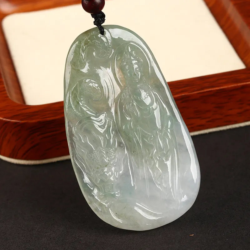 Oushuo Jewelry Ice Glutinous Jadeite Necklaces Unisex-1