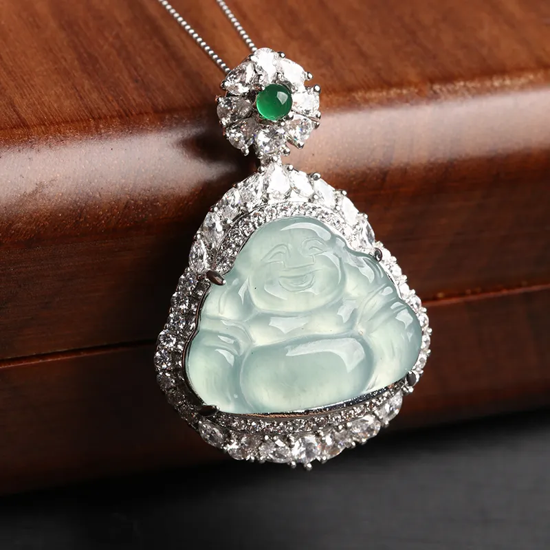 Oushuo Jewelry Ice Glutinous Jadeite Necklaces Women's-2