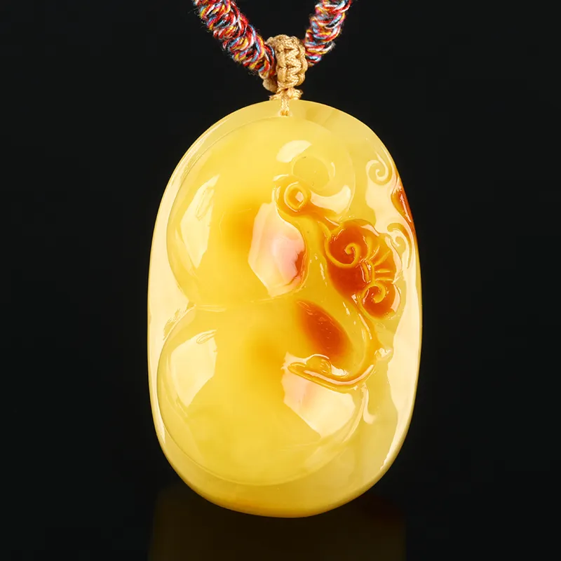 Oushuo Jewelry Amber Beeswax Necklaces Unisex-1