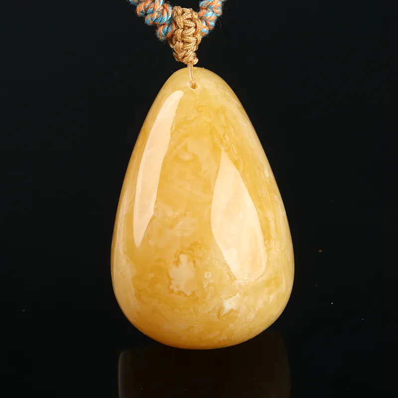 Oushuo Jewelry Amber Beeswax Necklaces Unisex-3