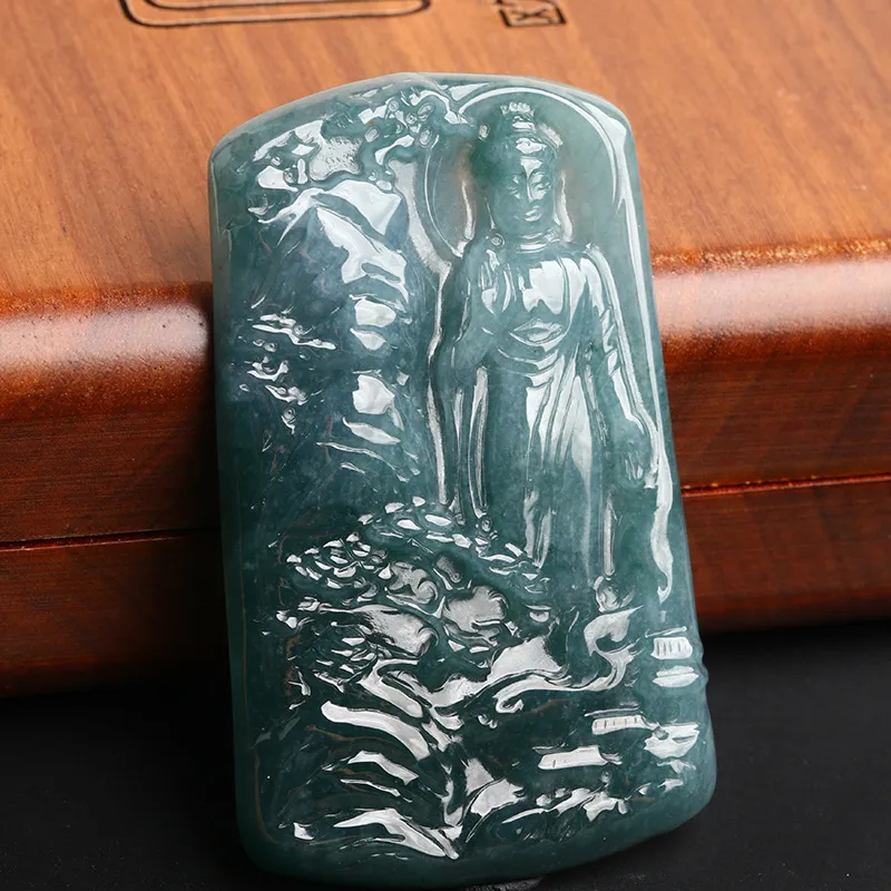 Oushuo Jewelry Ice Glutinous Jadeite Pendants Unisex-12
