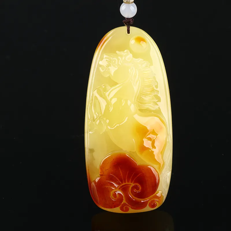 Oushuo Jewelry Amber Beeswax Necklaces Unisex-1