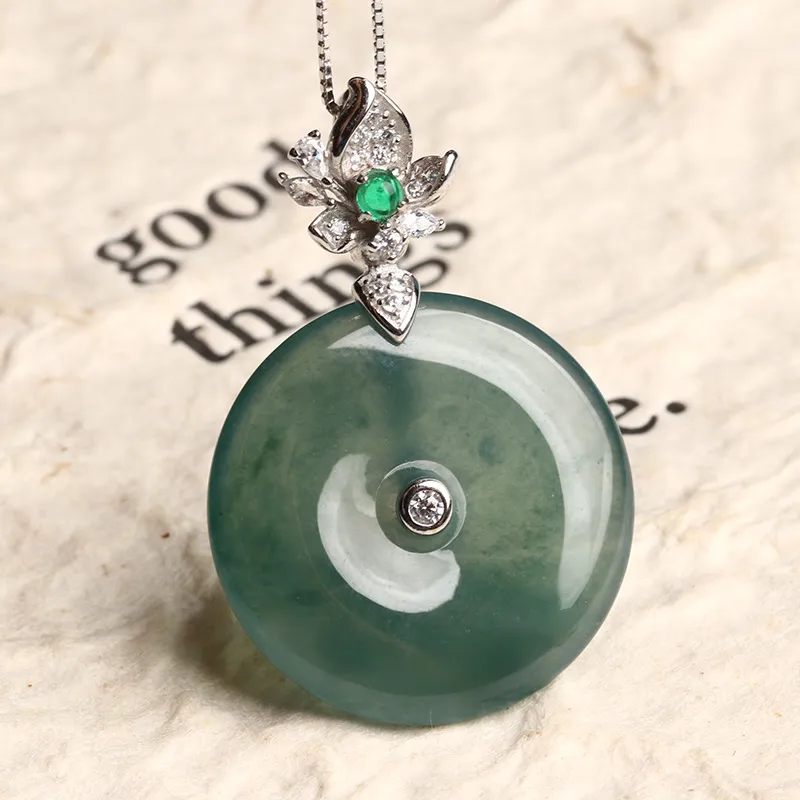 Oushuo Jewelry Ice Glutinous Jadeite Necklaces Women's-3