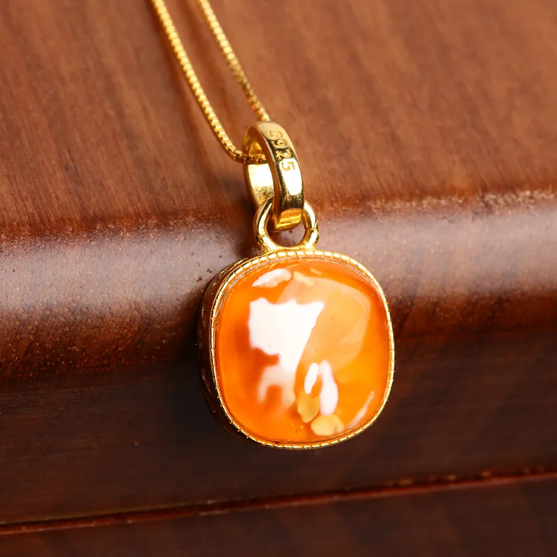 Oushuo Jewelry Amber Beeswax Fine Jade Necklaces Women's-3