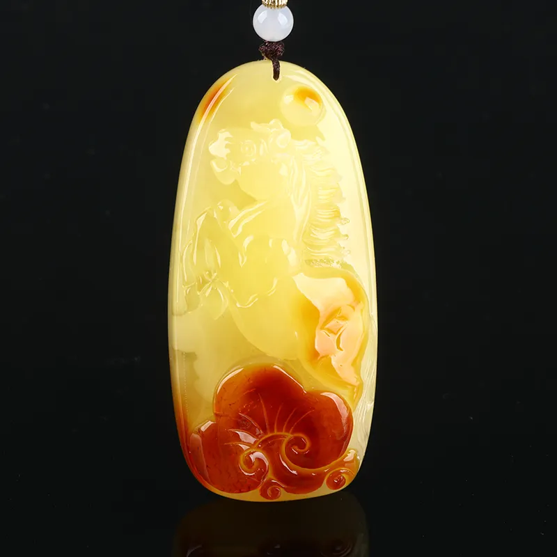 Oushuo Jewelry Amber Beeswax Necklaces Unisex-2