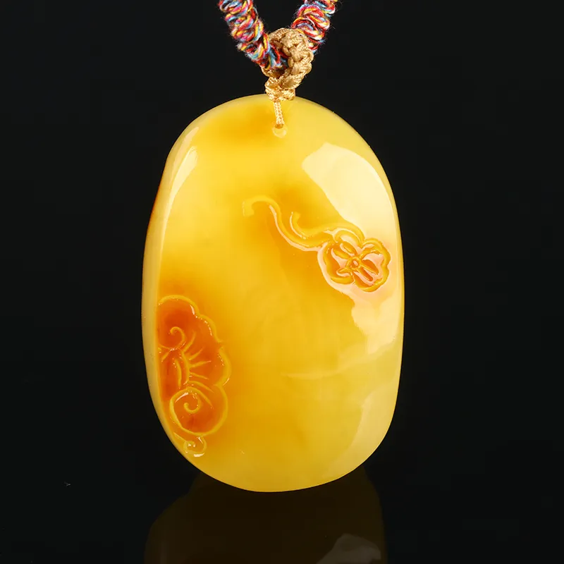 Oushuo Jewelry Amber Beeswax Necklaces Unisex-4
