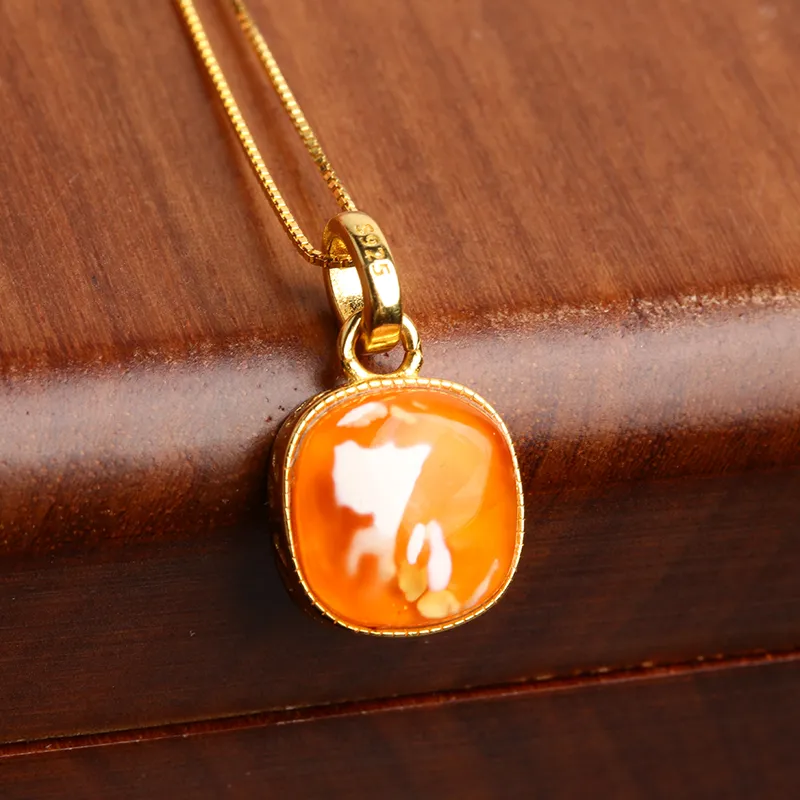Oushuo Jewelry Amber Beeswax Fine Jade Necklaces Women's-2