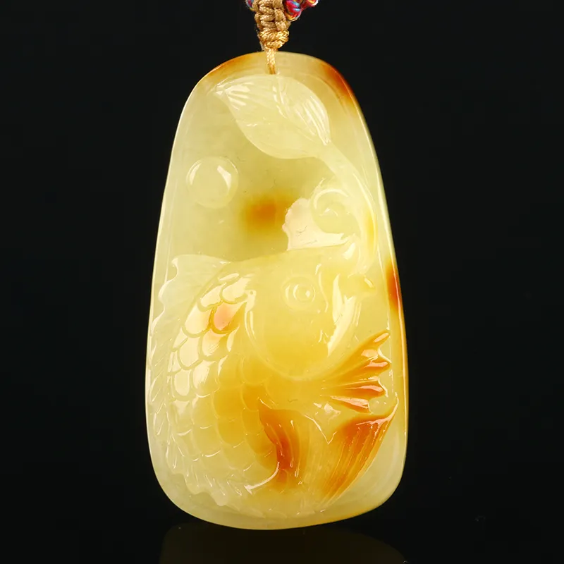 Oushuo Jewelry Amber Beeswax Jade Necklaces Unisex-1