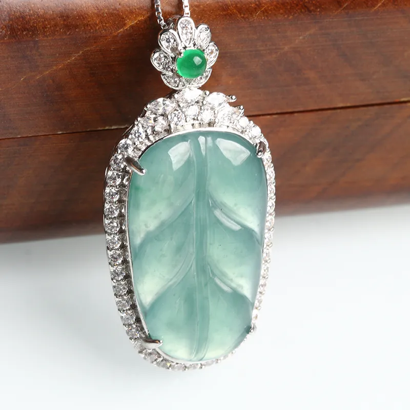 Oushuo Jewelry Ice Glutinous Jadeite Necklaces Women's-2